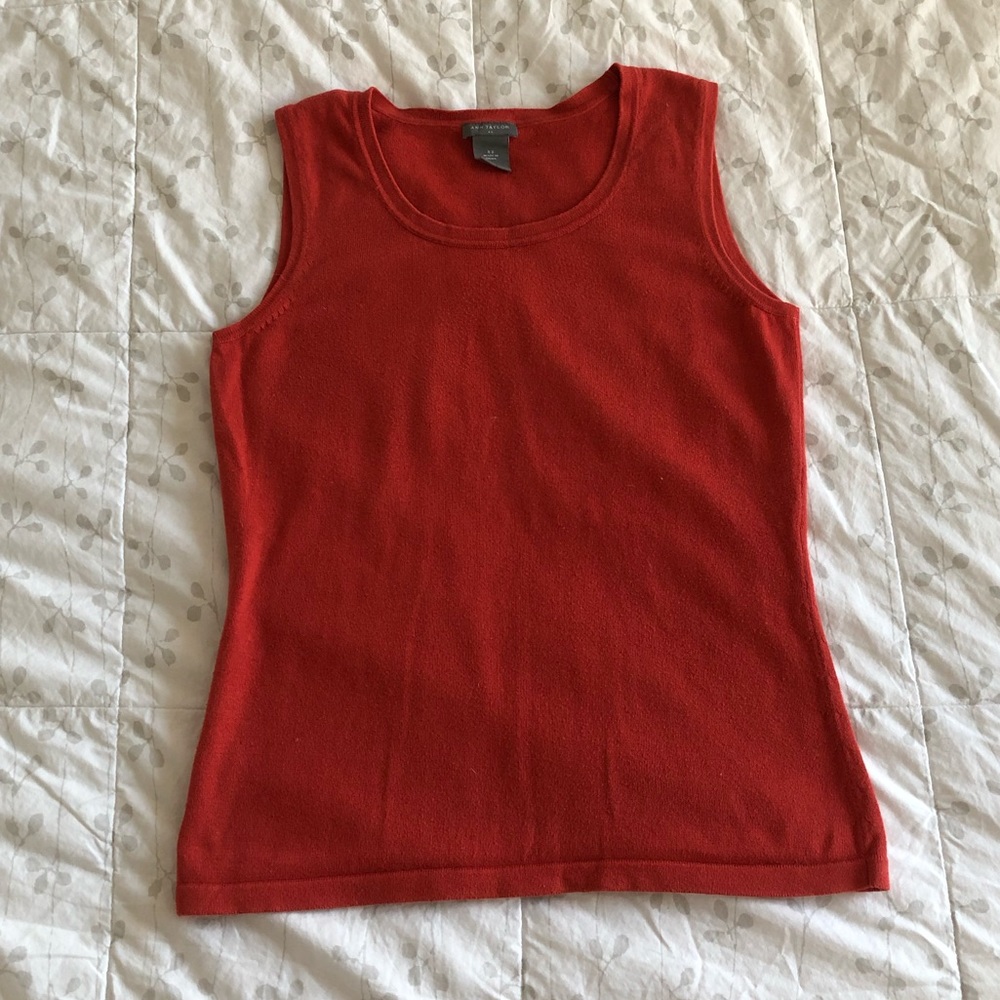Ann Taylor Orange Sleeveless Sweater Tank Top XS
